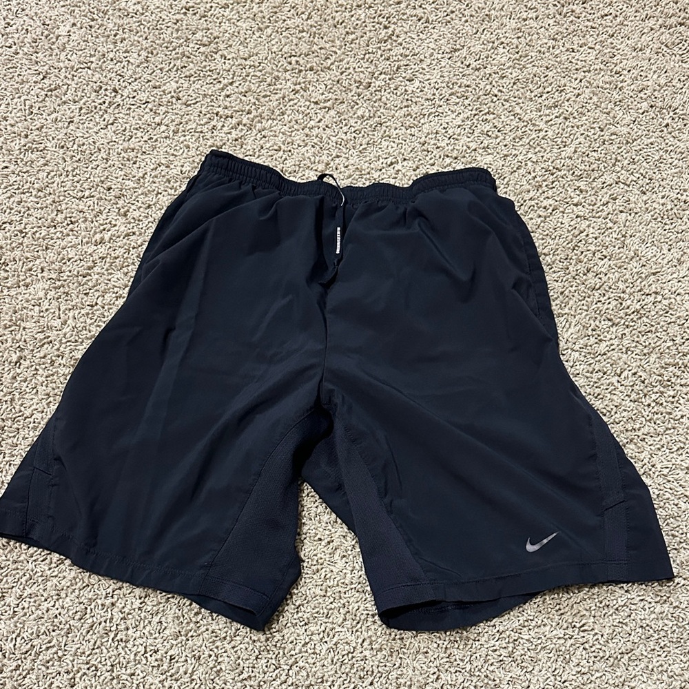 Nike Men's Navy Athletic Shorts with Reflective Swoosh